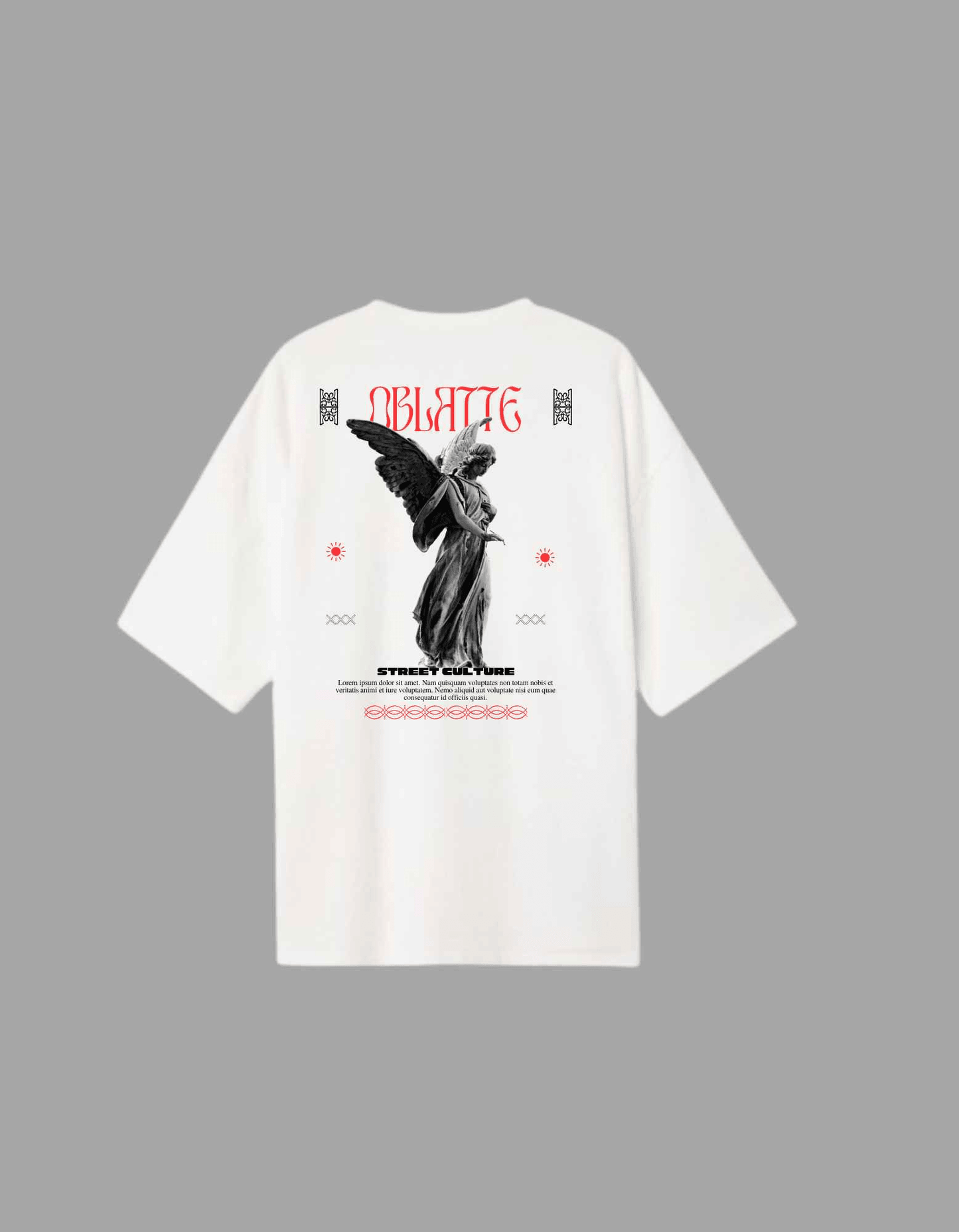 Oblatte Oversized White Graphic Tee - Oblatte
