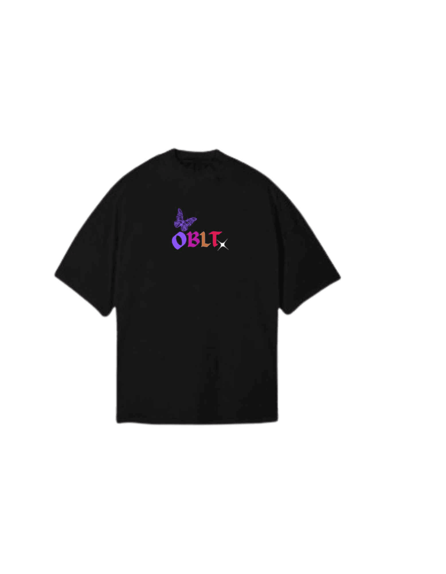 Oblatte Oversized Black Butterfly Graphic Tee - Oblatte