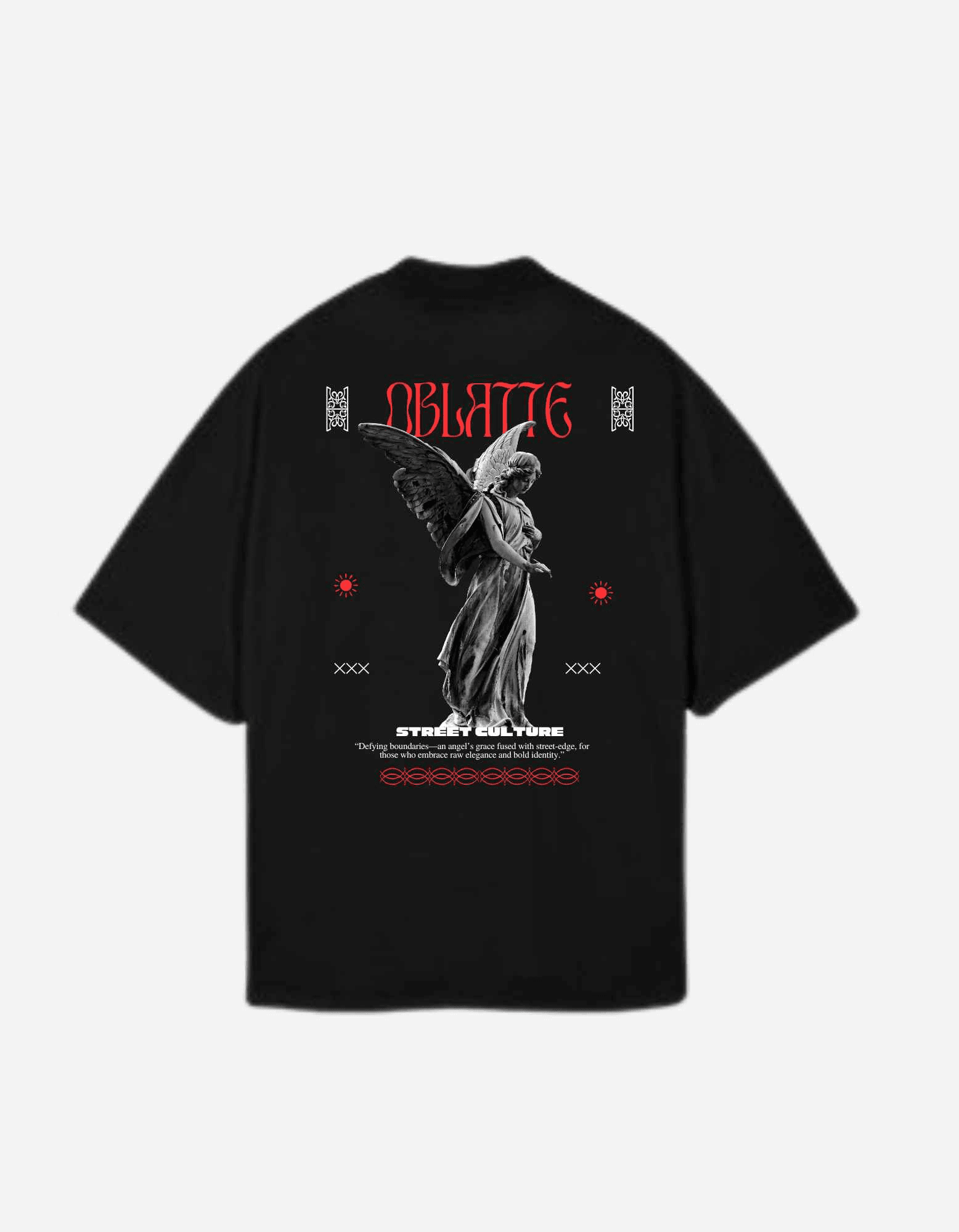 Oblatte Oversized Black Graphic Tee - Oblatte